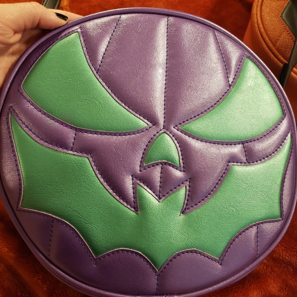 Love Pain & Stitches Metallic Purple & Mint Green Bat Mouth Handcrafted Purse